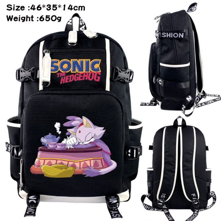 Sonic The Hedgehog Data USB backpack Cartoon printed student backpack 46X35X14CM 650G