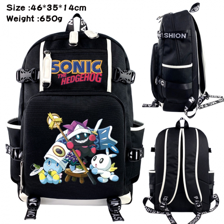 Sonic The Hedgehog Data USB backpack Cartoon printed student backpack 46X35X14CM 650G