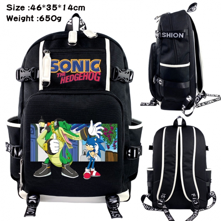 Sonic The Hedgehog Data USB backpack Cartoon printed student backpack 46X35X14CM 650G