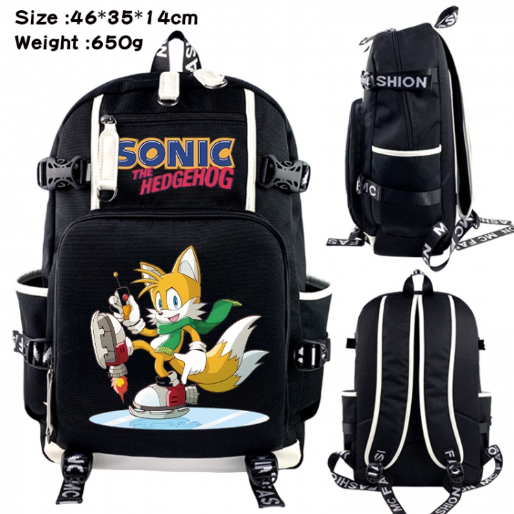 Sonic The Hedgehog Data USB backpack Cartoon printed student backpack 46X35X14CM 650G