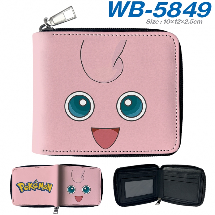 Pokemon Anime color short full zip folding wallet 10x12x2.5cm WB-5849