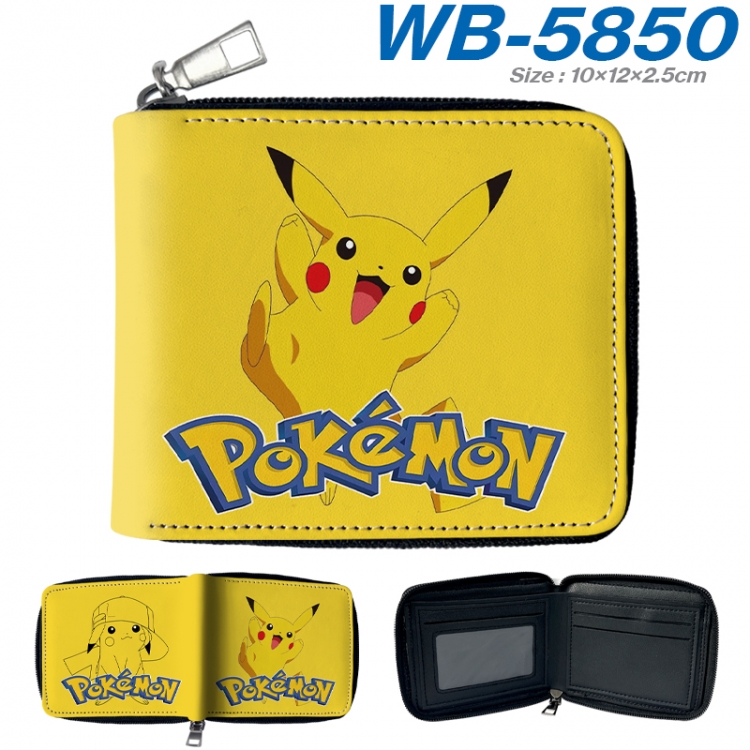 Pokemon Anime color short full zip folding wallet 10x12x2.5cm WB-5850