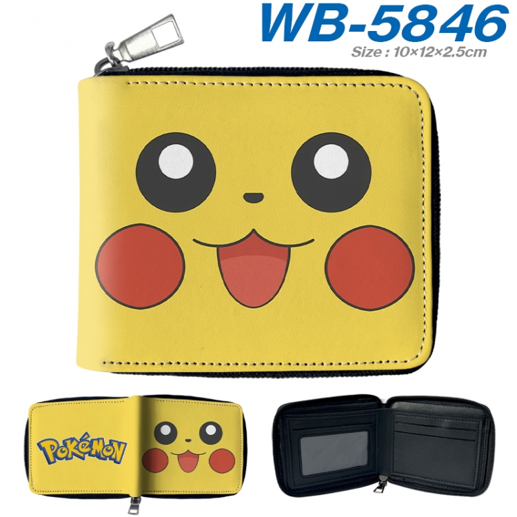 Pokemon Anime color short full zip folding wallet 10x12x2.5cm WB-5846