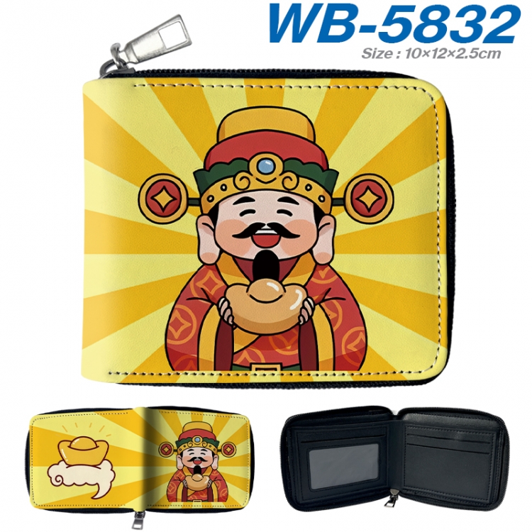 God of wealth Anime color short full zip folding wallet 10x12x2.5cm WB-5832