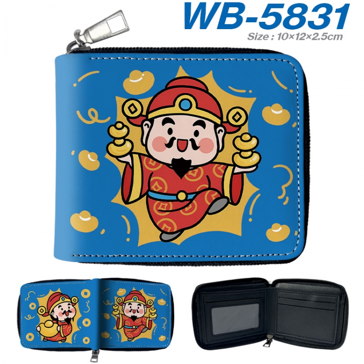 God of wealth Anime color short full zip folding wallet 10x12x2.5cm WB-5831