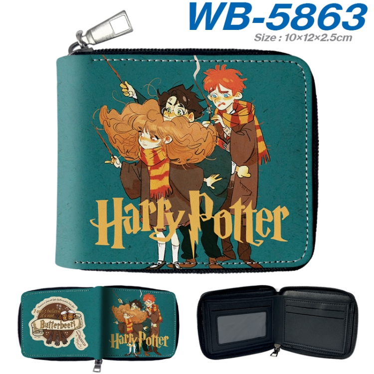 Harry Potter Anime color short full zip folding wallet 10x12x2.5cm  WB-5863