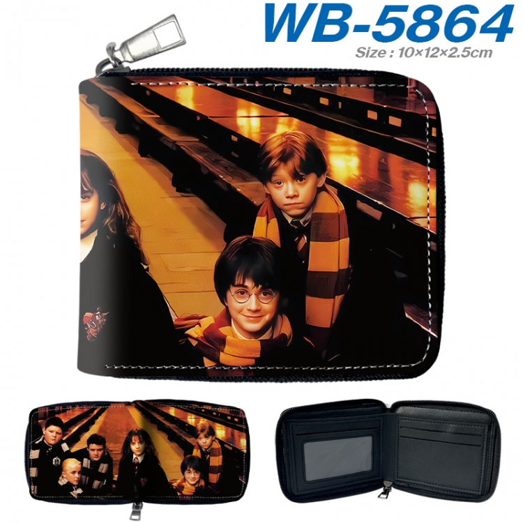 Harry Potter Anime color short full zip folding wallet 10x12x2.5cm WB-5864