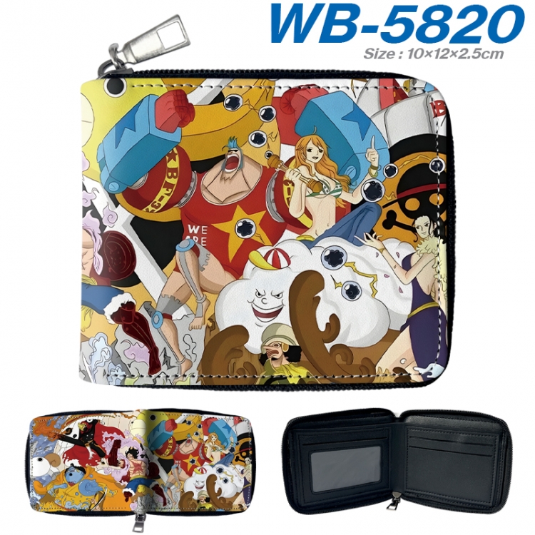 One Piece Anime color short full zip folding wallet 10x12x2.5cm WB-5820