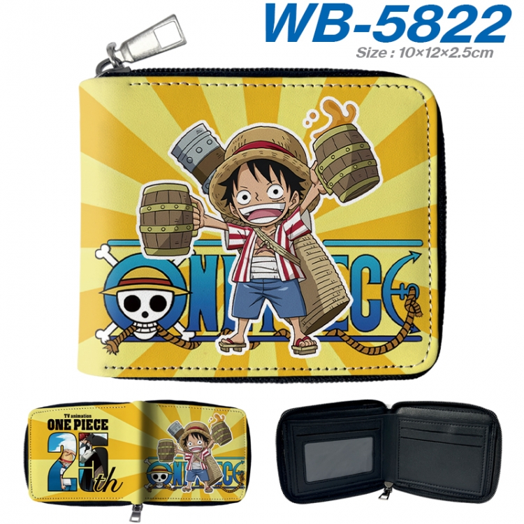 One Piece Anime color short full zip folding wallet 10x12x2.5cm WB-5822