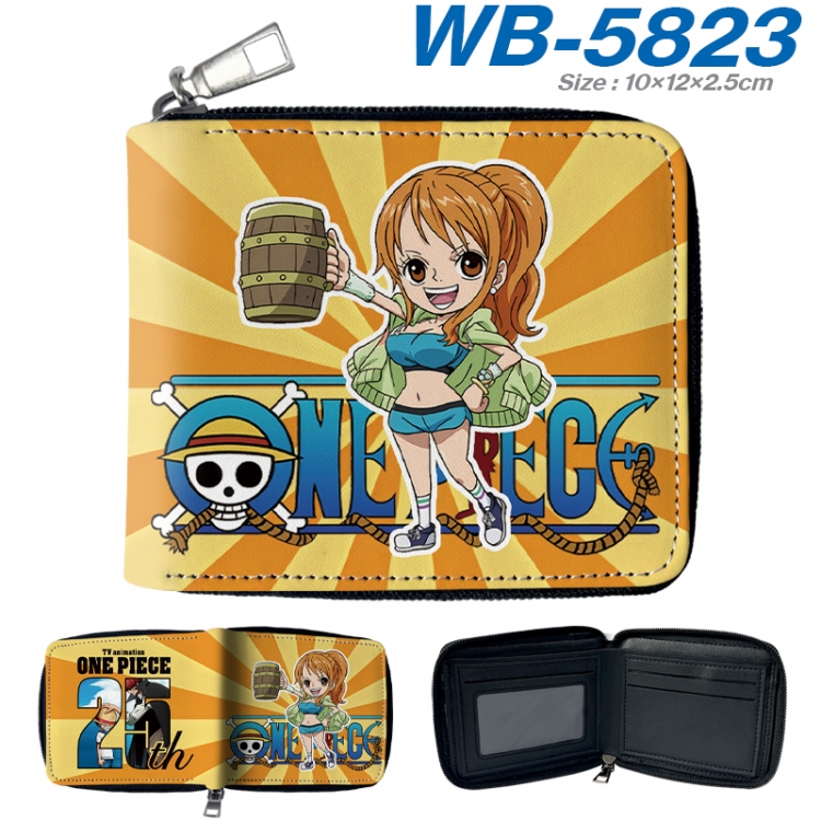 One Piece Anime color short full zip folding wallet 10x12x2.5cm WB-5823