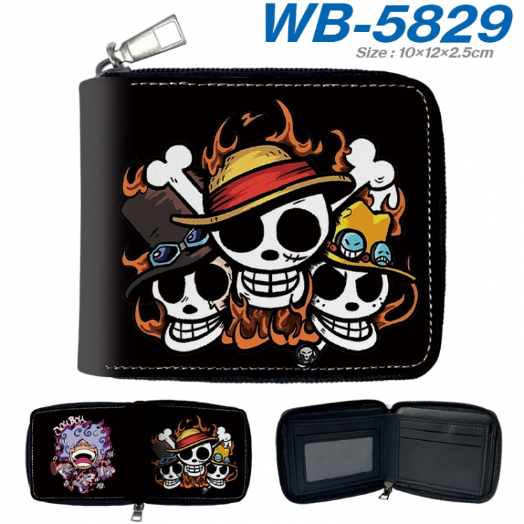 One Piece Anime color short full zip folding wallet 10x12x2.5cm  WB-5829