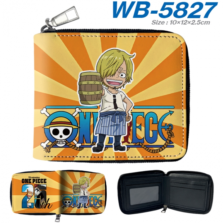 One Piece Anime color short full zip folding wallet 10x12x2.5cm WB-5827