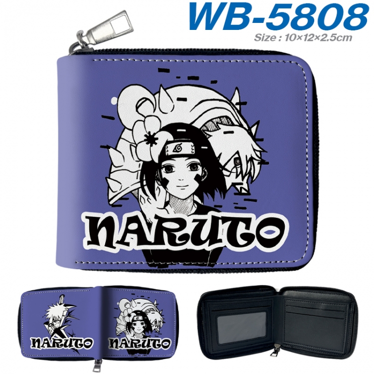 Naruto Anime color short full zip folding wallet 10x12x2.5cm WB-5808