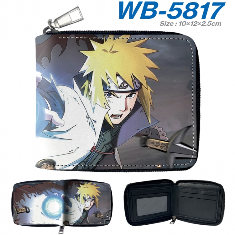 Naruto Anime color short full zip folding wallet 10x12x2.5cm WB-5817