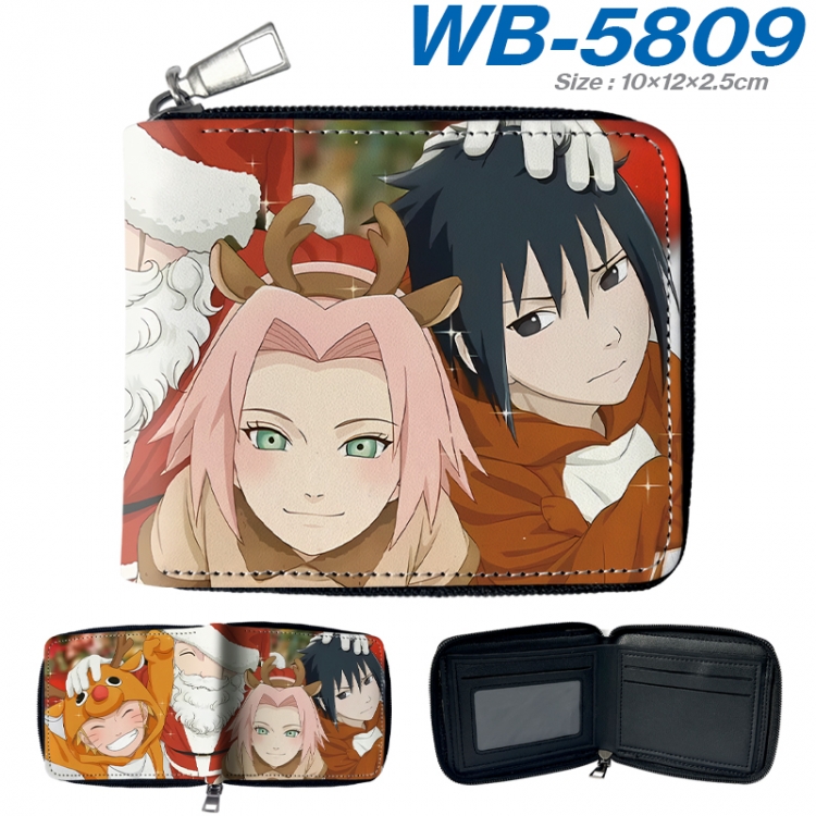 Naruto Anime color short full zip folding wallet 10x12x2.5cm  WB-5809