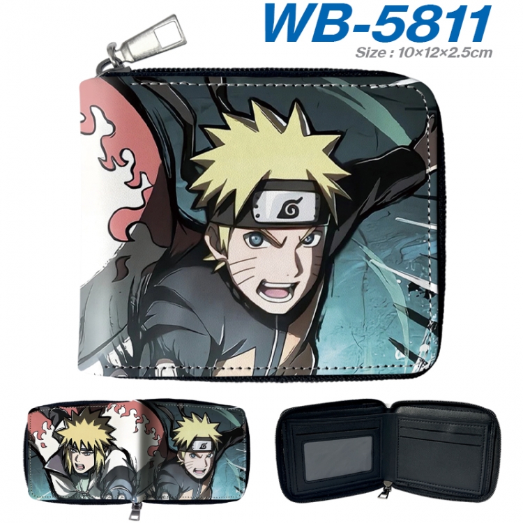 Naruto Anime color short full zip folding wallet 10x12x2.5cm  WB-5811