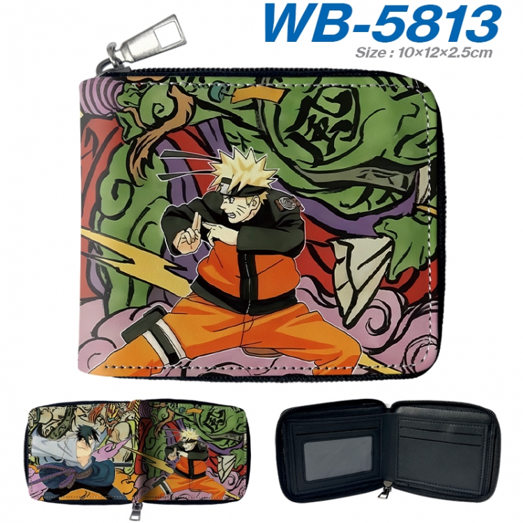 Naruto Anime color short full zip folding wallet 10x12x2.5cm  WB-5813