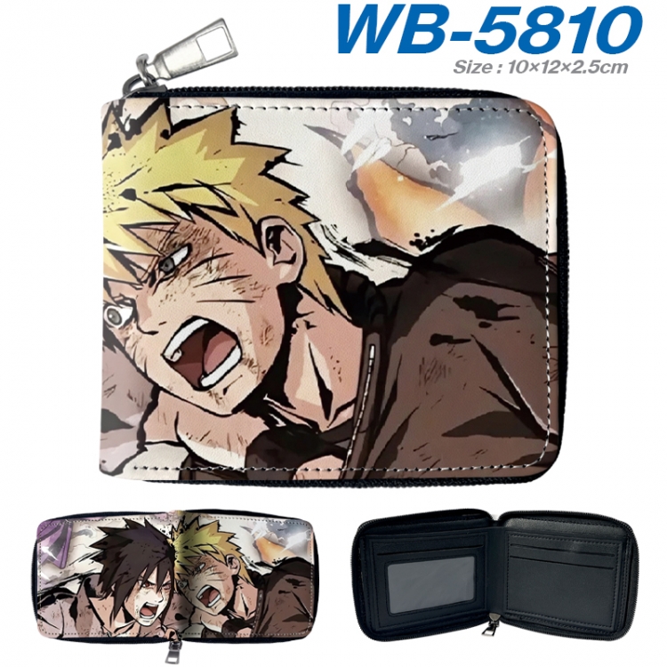 Naruto Anime color short full zip folding wallet 10x12x2.5cm WB-5810