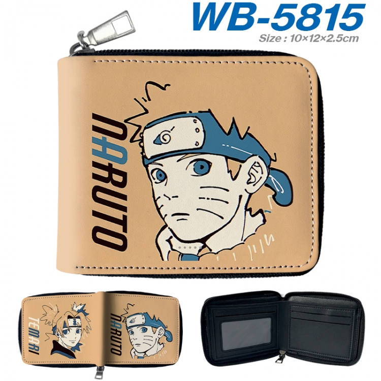 Naruto Anime color short full zip folding wallet 10x12x2.5cm WB-5815