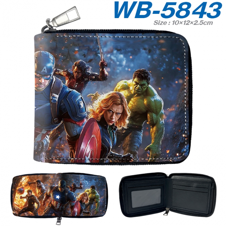 Marvel Anime color short full zip folding wallet 10x12x2.5cm