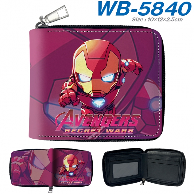 Marvel Anime color short full zip folding wallet 10x12x2.5cm WB-5840