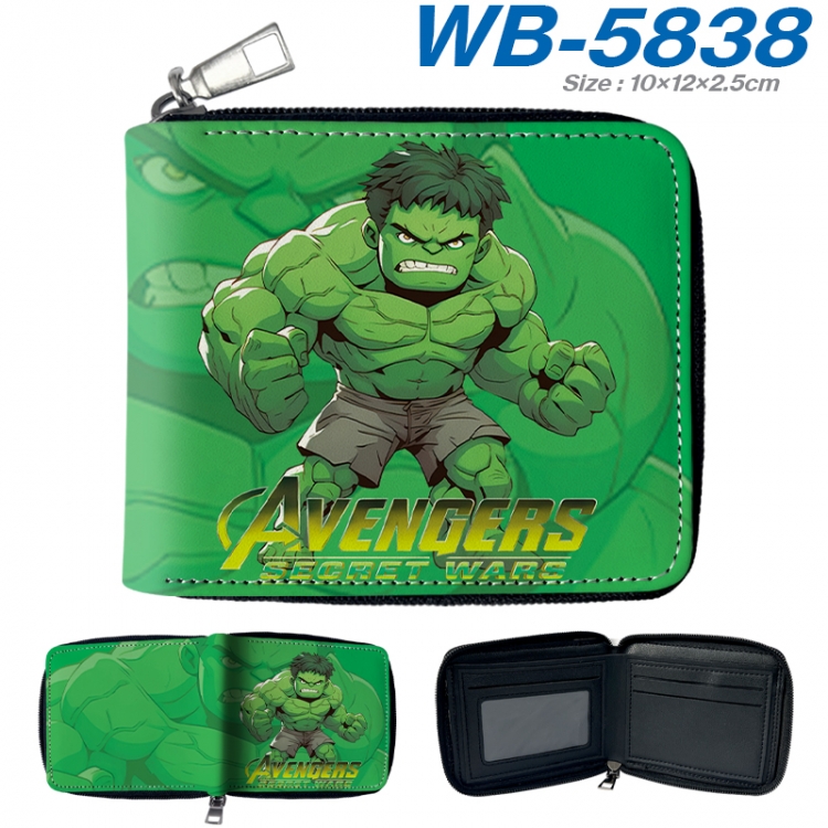 Marvel Anime color short full zip folding wallet 10x12x2.5cm WB-5838