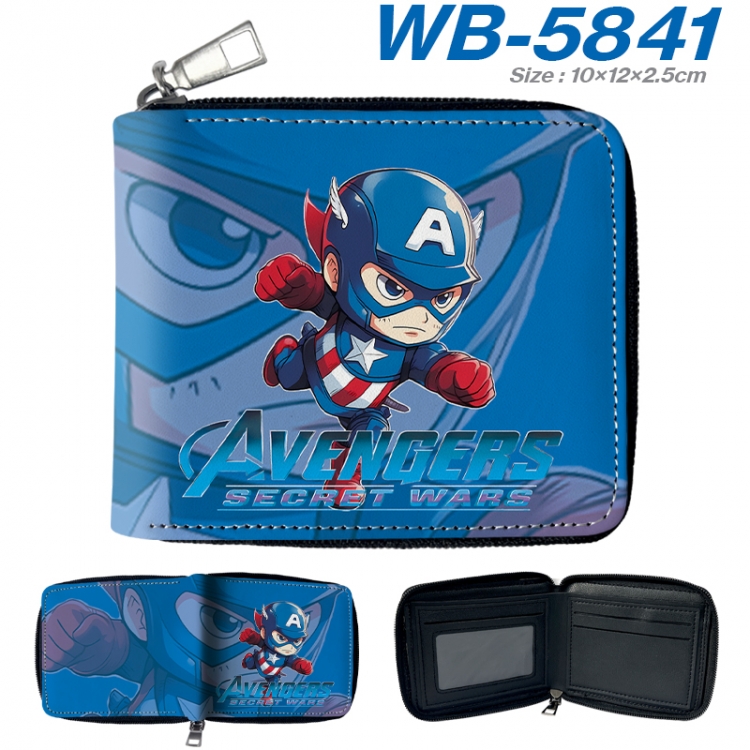 Marvel Anime color short full zip folding wallet 10x12x2.5cm WB-5841