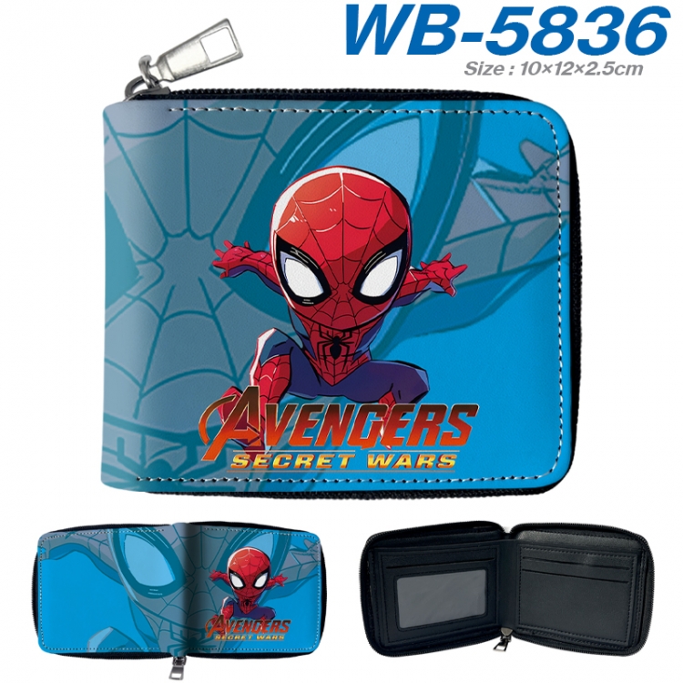 Marvel Anime color short full zip folding wallet 10x12x2.5cm WB-5836