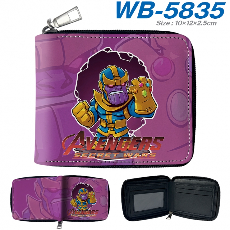 Marvel Anime color short full zip folding wallet 10x12x2.5cm WB-5835