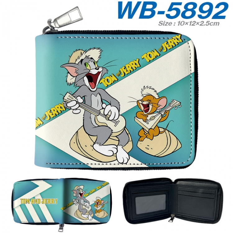 Tom and Jerry Anime color short full zip folding wallet 10x12x2.5cm WB-5892