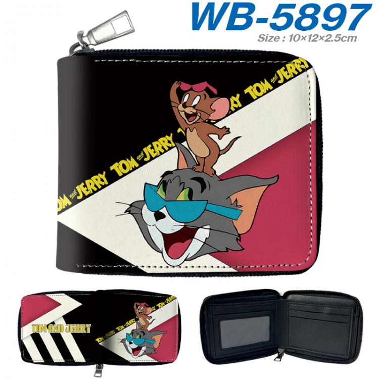 Tom and Jerry Anime color short full zip folding wallet 10x12x2.5cm WB-5897