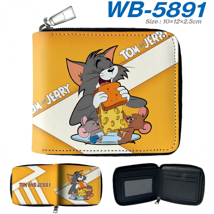 Tom and Jerry Anime color short full zip folding wallet 10x12x2.5cm WB-5891