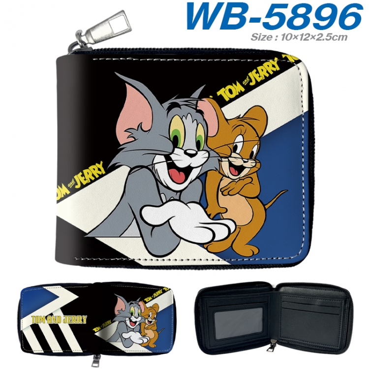 Tom and Jerry Anime color short full zip folding wallet 10x12x2.5cm  WB-5896