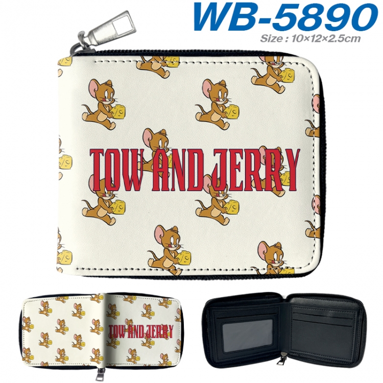 Tom and Jerry Anime color short full zip folding wallet 10x12x2.5cm WB-5890