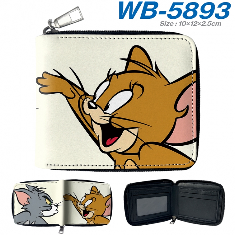 Tom and Jerry Anime color short full zip folding wallet 10x12x2.5cm WB-5893