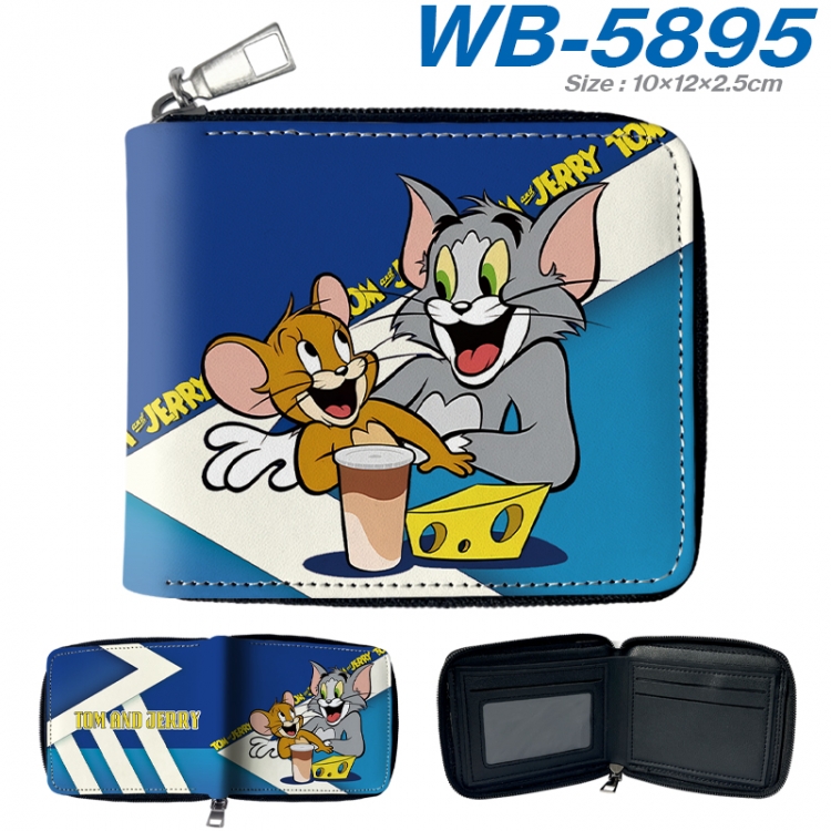 Tom and Jerry Anime color short full zip folding wallet 10x12x2.5cm WB-5895