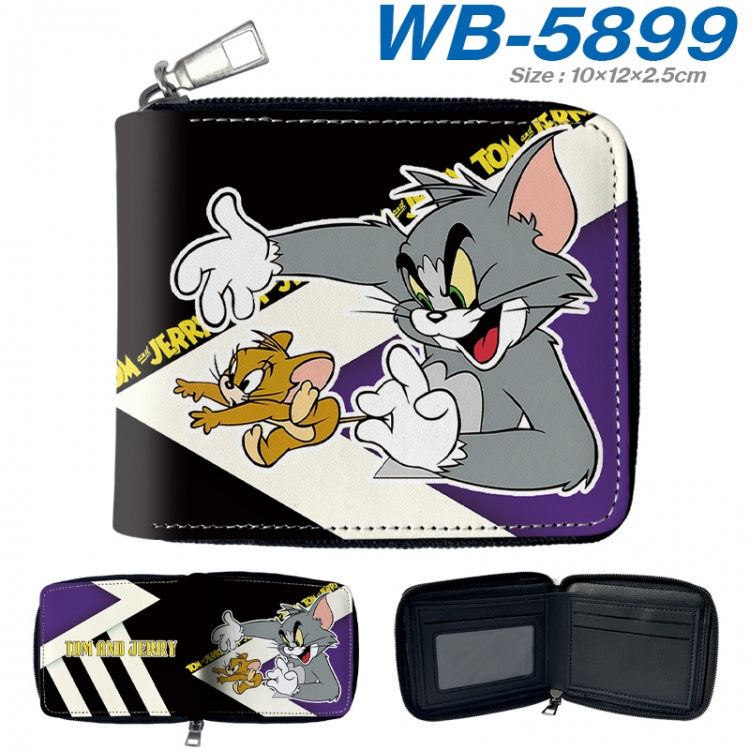 Tom and Jerry Anime color short full zip folding wallet 10x12x2.5cm  WB-5899