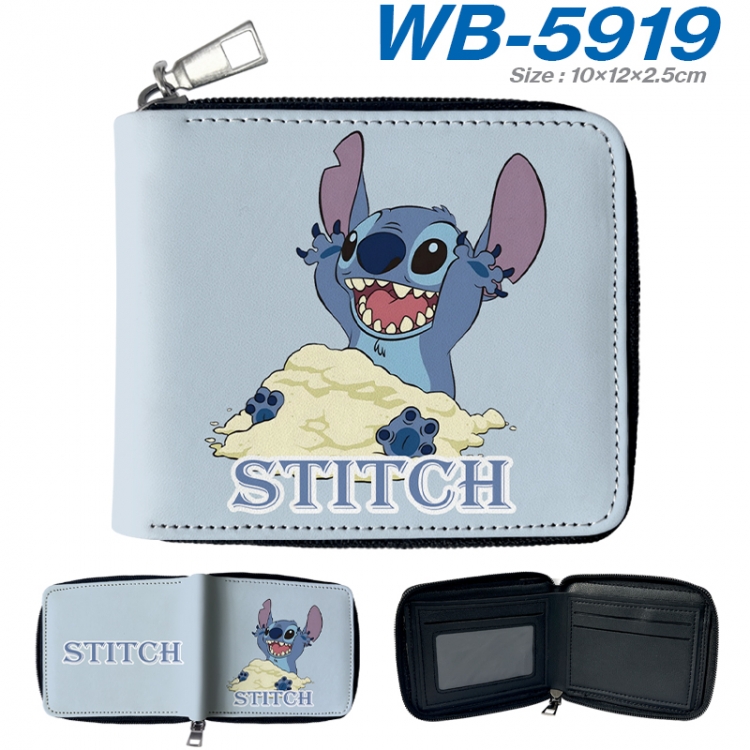 Lilo & Stitch Anime color short full zip folding wallet 10x12x2.5cm