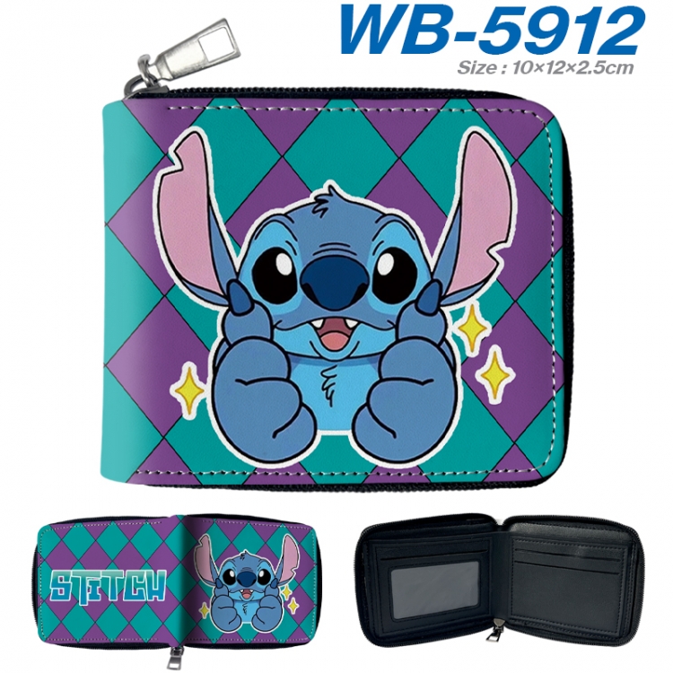 Lilo & Stitch Anime color short full zip folding wallet 10x12x2.5cm