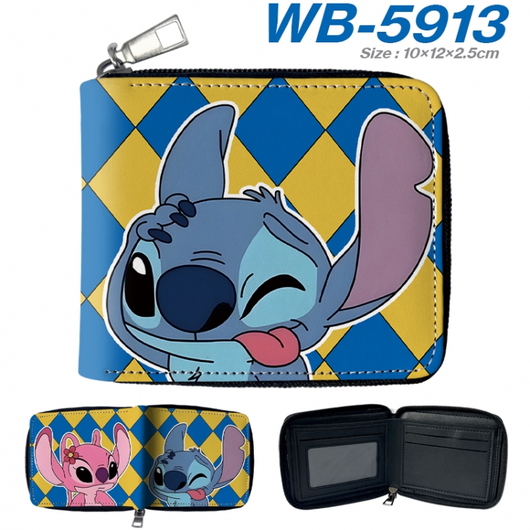 Lilo & Stitch Anime color short full zip folding wallet 10x12x2.5cm