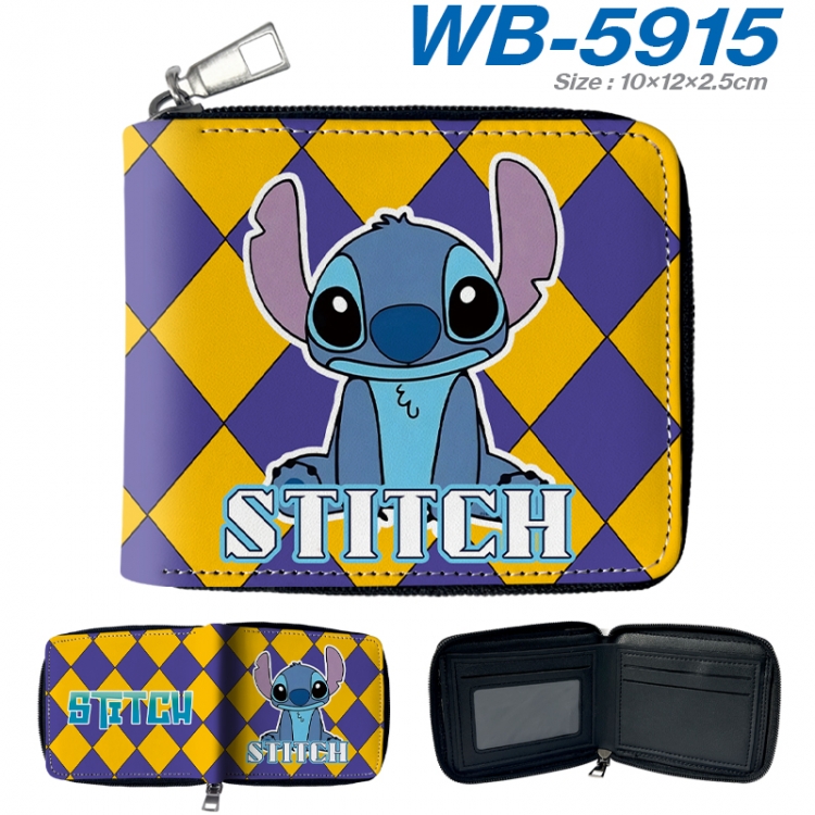 Lilo & Stitch Anime color short full zip folding wallet 10x12x2.5cm