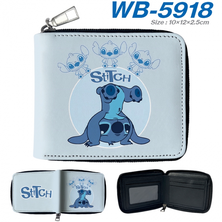 Lilo & Stitch Anime color short full zip folding wallet 10x12x2.5cm