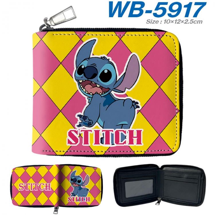 Lilo & Stitch Anime color short full zip folding wallet 10x12x2.5cm