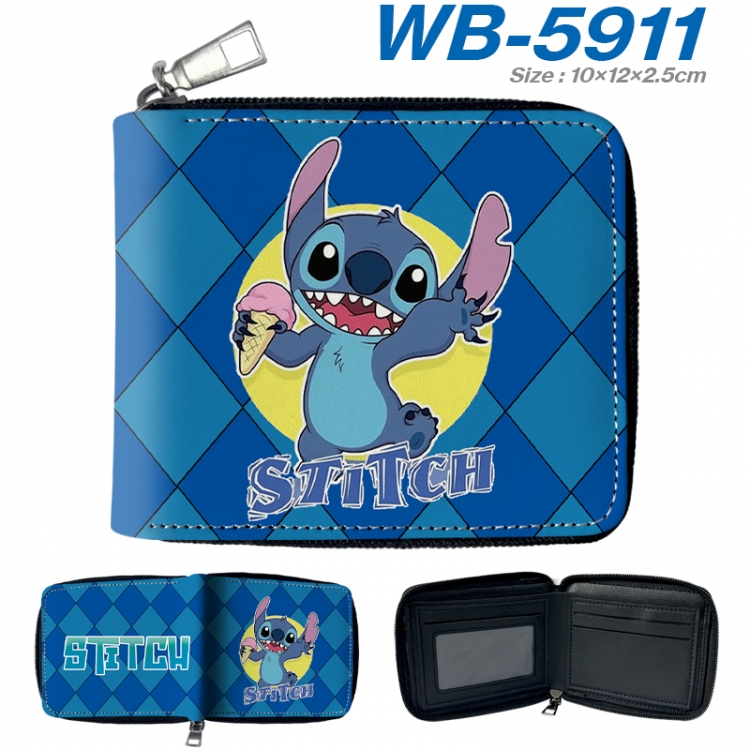 Lilo & Stitch Anime color short full zip folding wallet 10x12x2.5cm