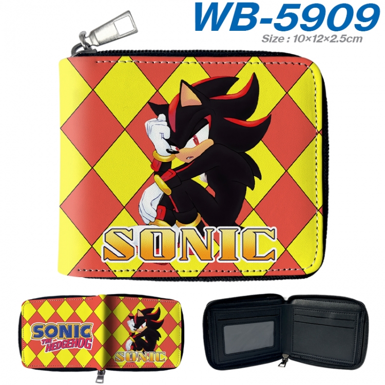 Sonic The Hedgehog Anime color short full zip folding wallet 10x12x2.5cm WB-5909