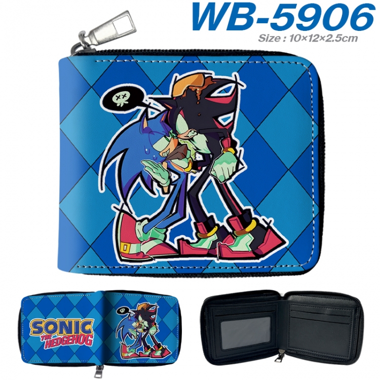 Sonic The Hedgehog Anime color short full zip folding wallet 10x12x2.5cm  WB-5906