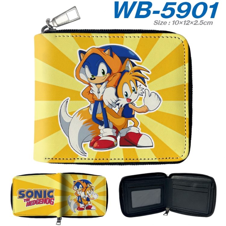 Sonic The Hedgehog Anime color short full zip folding wallet 10x12x2.5cm WB-5901