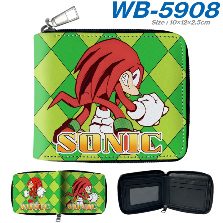 Sonic The Hedgehog Anime color short full zip folding wallet 10x12x2.5cm WB-5908