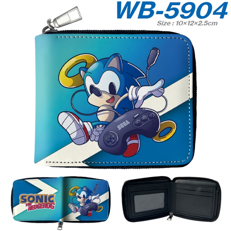 Sonic The Hedgehog Anime color short full zip folding wallet 10x12x2.5cm  WB-5904