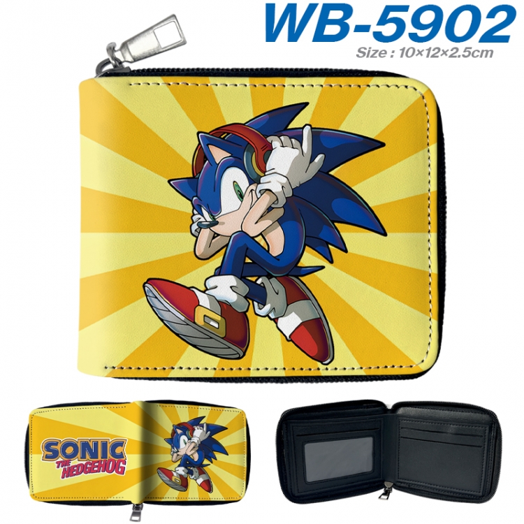 Sonic The Hedgehog Anime color short full zip folding wallet 10x12x2.5cm  WB-5902